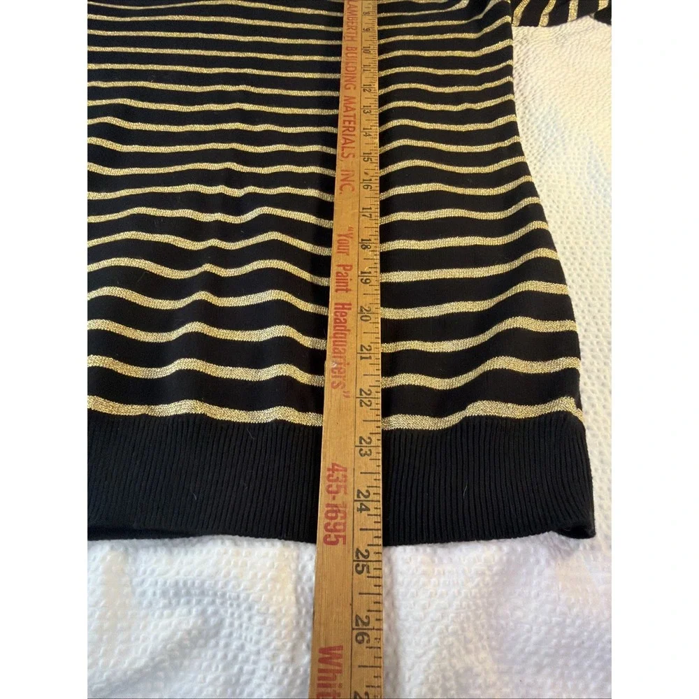 Lauren Ralph Lauren black gold metallic striped ribbed turtleneck S